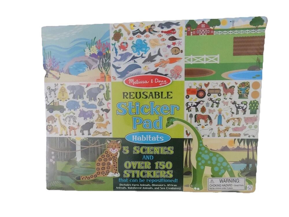 Melissa & Doug Reusable Sticker Pad Habitats animals dinosaurs sea NEW SEALED